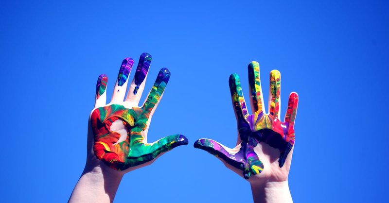 8 Persons Hands With Paint