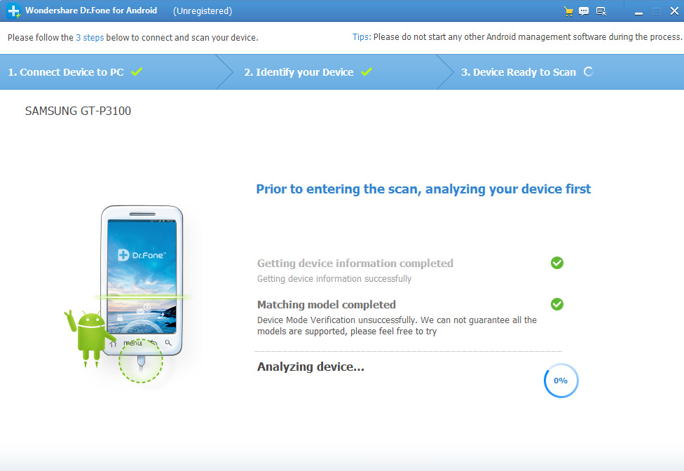 Dr Fone for android by Wondershare analyzing device Dr-Fone-for-android-by-Wondershare-analyzing-device