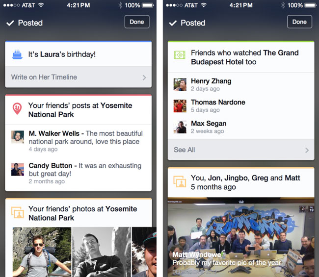 Facebook Is Testing Contextual Google Now-Like Cards on iOS app Facebook Is Testing Contextual Google Now-Like Cards on iOS app