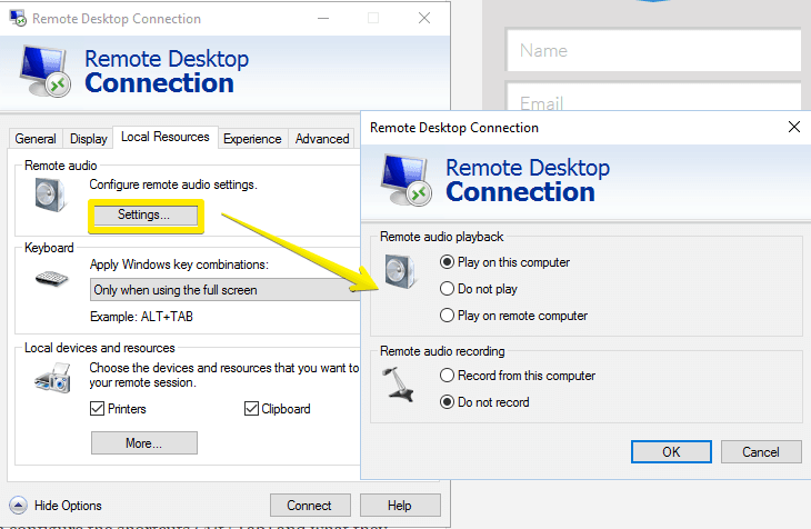 Remote Desktop Connection-adjust audio Remote Desktop Connection-adjust audio
