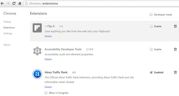 Disable unnecessary extensions Disable unnecessary extensions