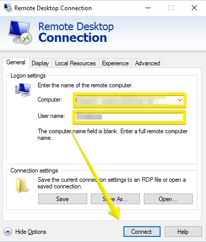remote desktop-general tab remote desktop-general tab